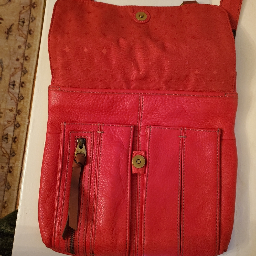 Red fossil crossbody